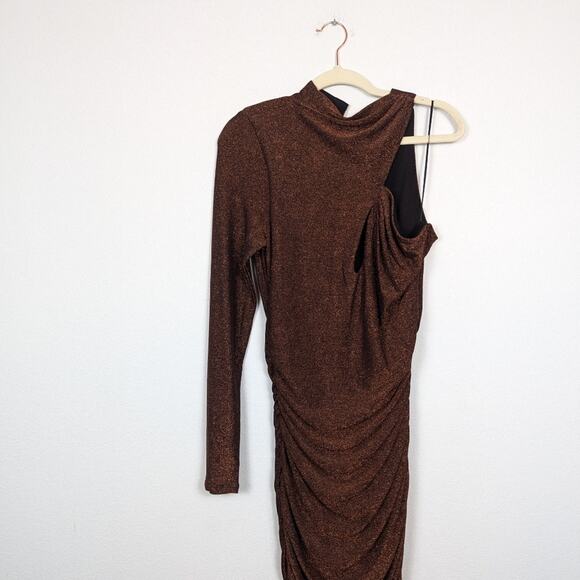 NWT Nicholas Umber Mockneck Cut Out Jersey Olympia Mini Dress - Picture 4 of 11